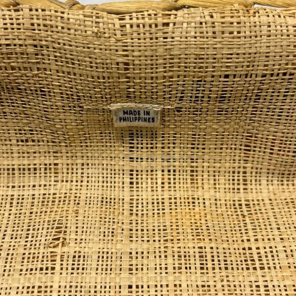 Vtg Woven Straw Lined Basket with 3D Fruit on Sides Phillipines Handmade Boho - Picture 10 of 12